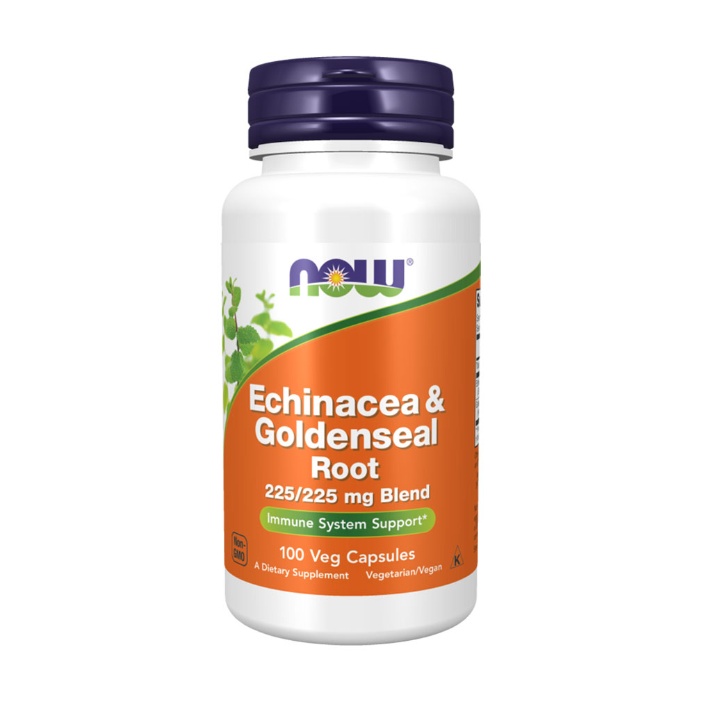 Ехінацея та гідрастіс NOW Foods Echinacea &amp; Goldenseal Root 225/225 мг, 100 вегетаріанських капсул
